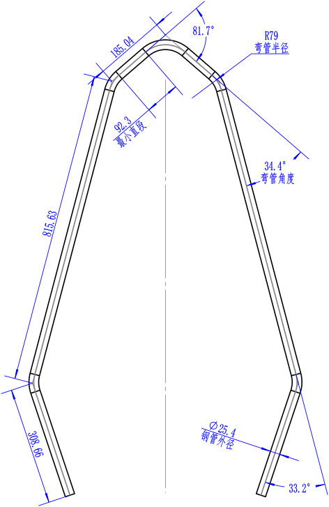 弯管尺寸标注